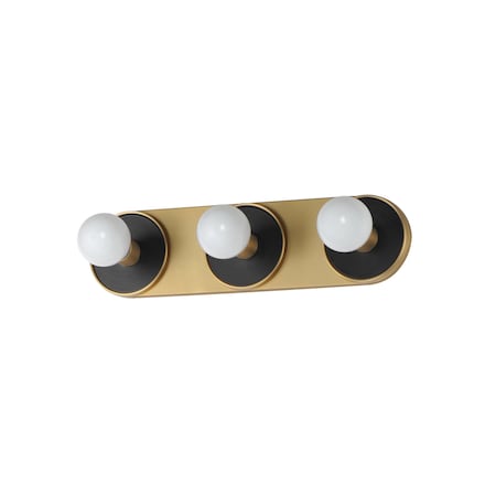 Maxim Lighting Hollywood 3-Light Sconce, Black/Natural Aged Brass 26093BKNAB